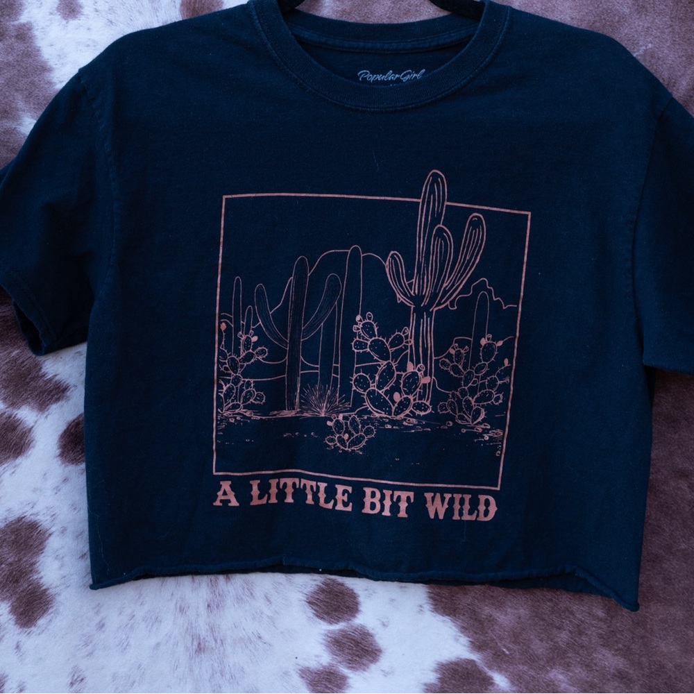 A Little Bit Wild Black Crop Tee